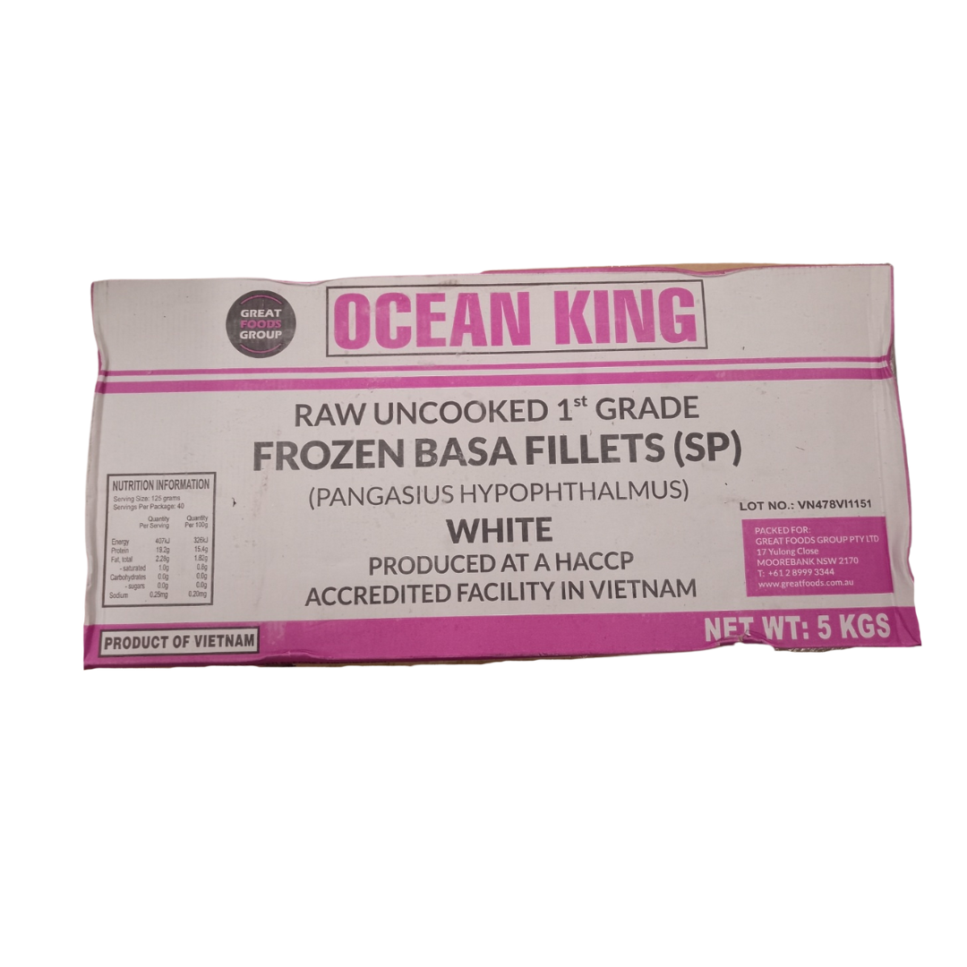 Frozen Fish Basa Fillet new GOF (170/225) Whit SP O/King 5kg/냉동 바사 필렛